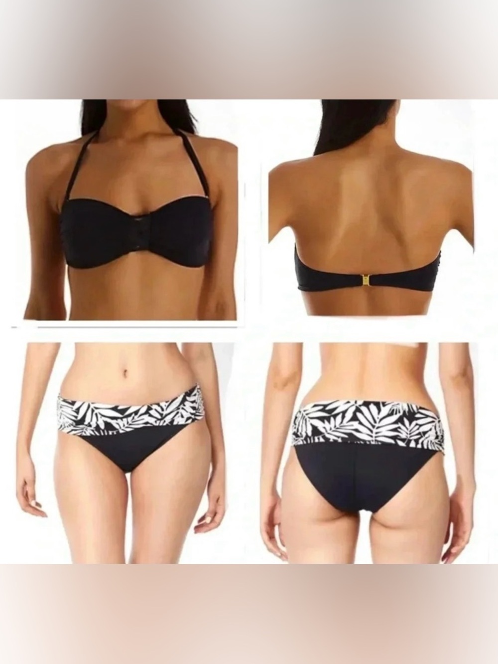 Bleu Rod Beattie Basket Case Shirred Molded Bandeau Swim Top and Bottom Size 14